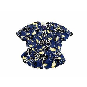 Vintage 80s Constance Saunders For Richard Warren Floral Print Full Zip Top 4